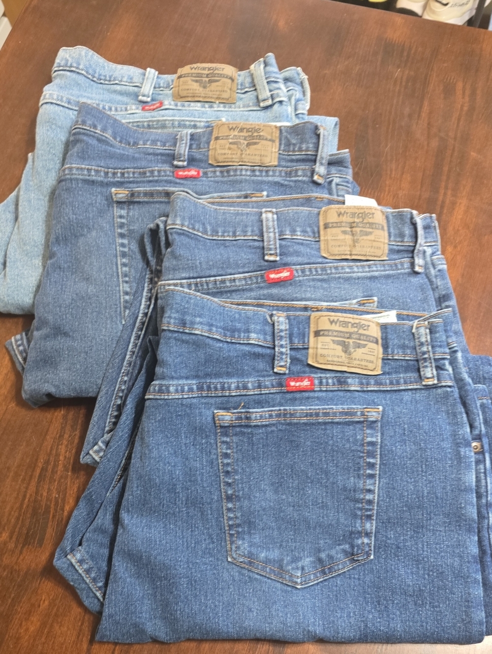 Wrangler Blue Denim Jeans with Orange Stitching